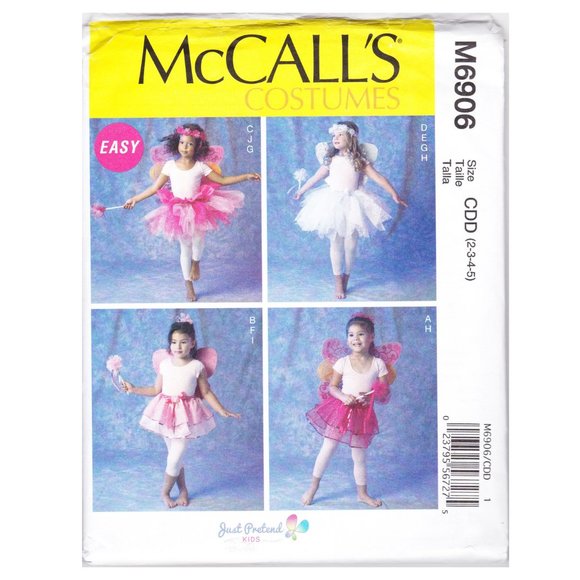 Uncut Sewing Pattern Fairy Halloween Costume McCalls 6906 Child Size 2 3 4 5 - Picture 1 of 3